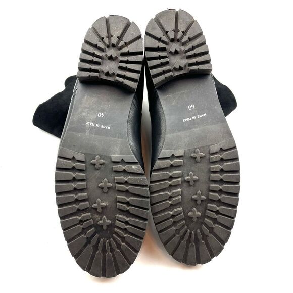 Fabianelli Black Leather Shearling Fold-Over Italian Made Moto Boots size 9.5 - Picture 8 of 8